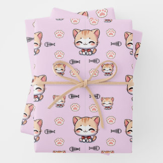 Pink Cat Wrapping Paper