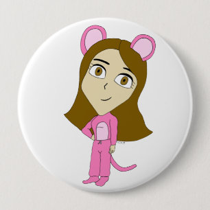 pink catgirl     10 cm round badge