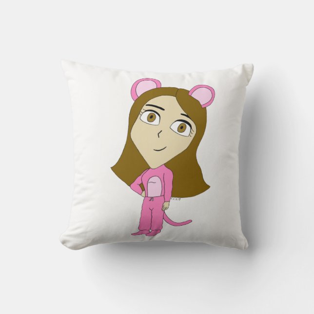 pink catgirl     cushion (Front)