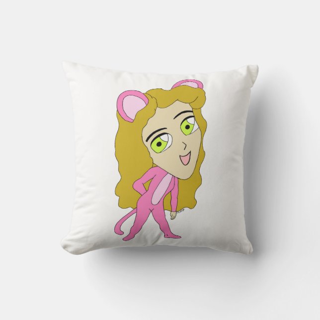 pink catgirl  cushion (Front)