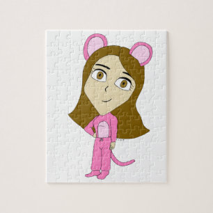 pink catgirl     jigsaw puzzle