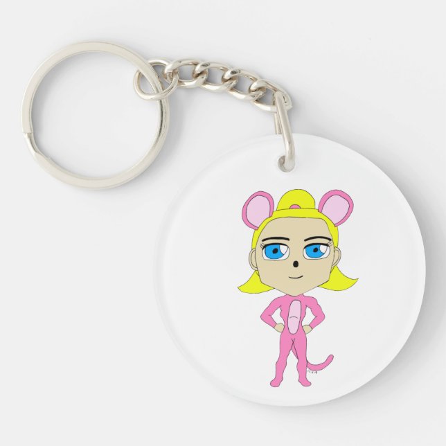 pink catgirl    key ring (Front)