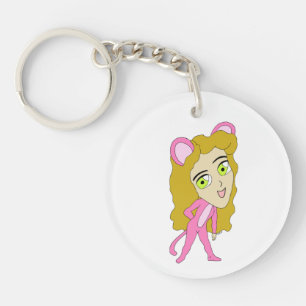 pink catgirl  key ring