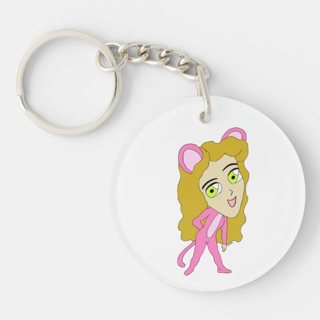 pink catgirl  key ring (Front)