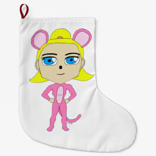 pink catgirl     large christmas stocking