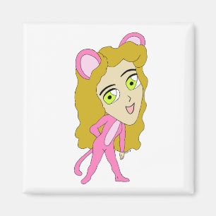 pink catgirl magnet