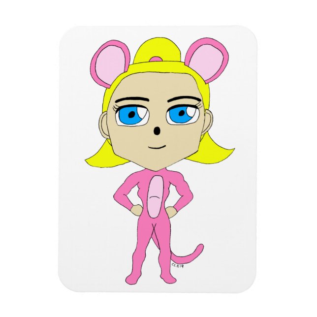 pink catgirl    magnet (Vertical)