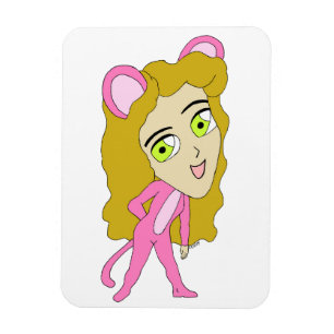 pink catgirl     magnet