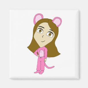 pink catgirl    magnet