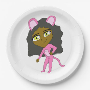 pink catgirl paper plate