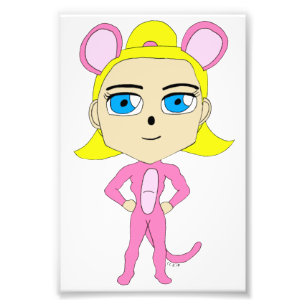pink catgirl photo print