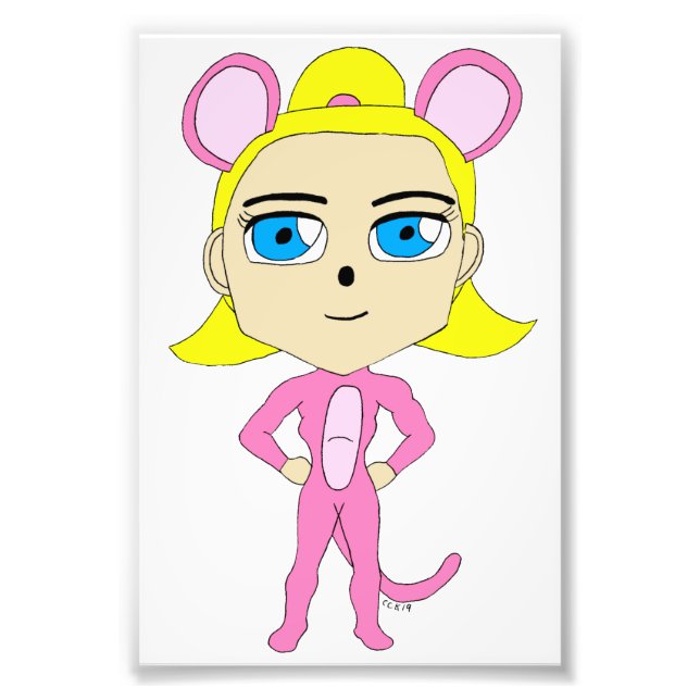 pink catgirl     photo print (Front)