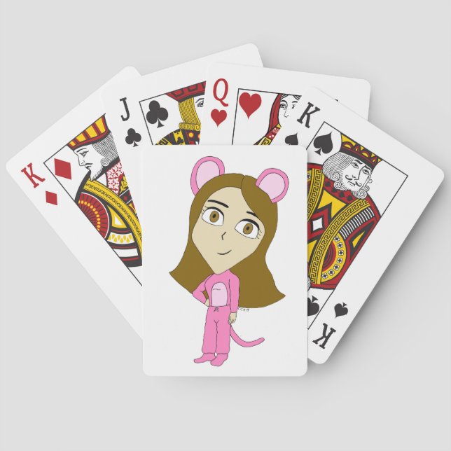 pink catgirl     playing cards (Back)