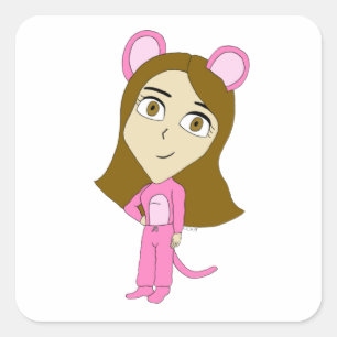 pink catgirl square sticker