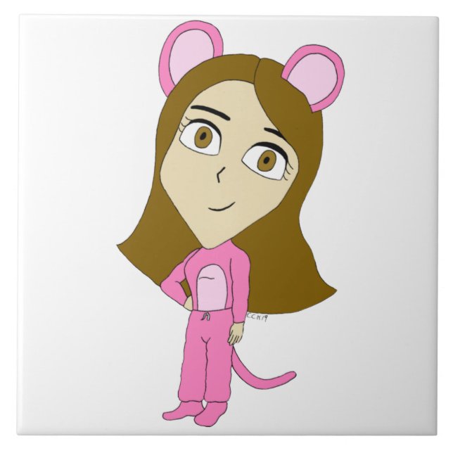 pink catgirl   tile (Front)
