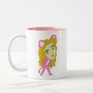 pink catgirl     Two-Tone coffee mug