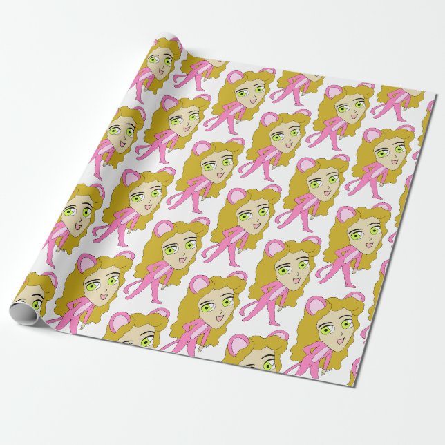 pink catgirl  wrapping paper (Unrolled)