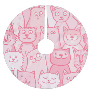 Pink Cats, Adorable Seamless Pattern. Brushed Polyester Tree Skirt