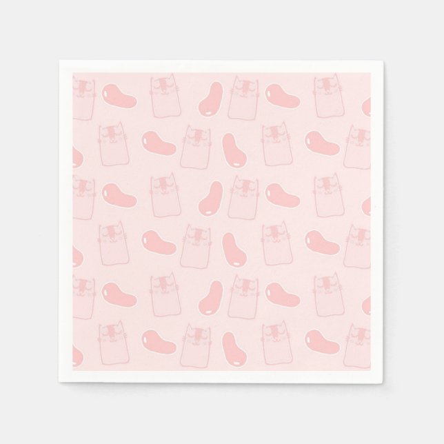 Pink Cats and Jellybeans Pattern Napkin (Front)