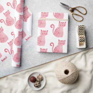Pink Cats Birthday Wrapping Paper