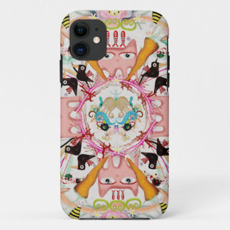 Pink CATS caleidoscope black birds Kaleidoscope iPhone 11 Case