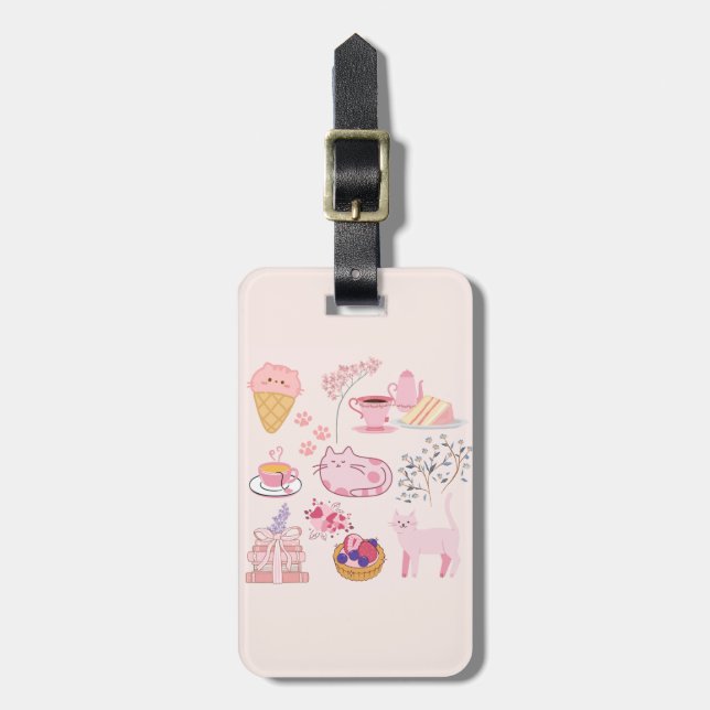 Pink Cats Cosiness Luggage Tag (Front Vertical)