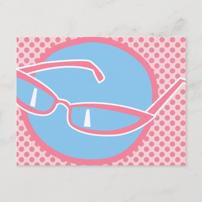 Pink Cats Eye Glasses Postcard (Front)