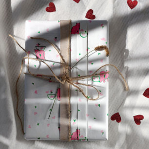 Pink Cats & Heart Sprinkles – Valentine Wrapping Paper