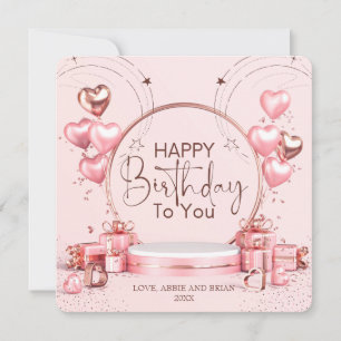 Pink Celebration Personalised Birthday Card