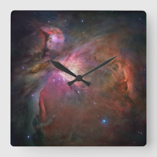 Pink Celestial Orion Nebula Photo Square Wall Clock