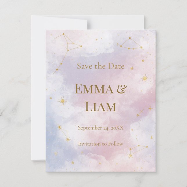 Pink Celestial Save the Date | Constellations (Front)