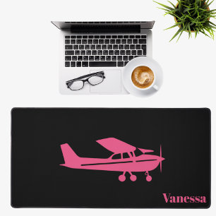 Pink Cessna Aeroplane Girly Aviation Custom Office Desk Mat