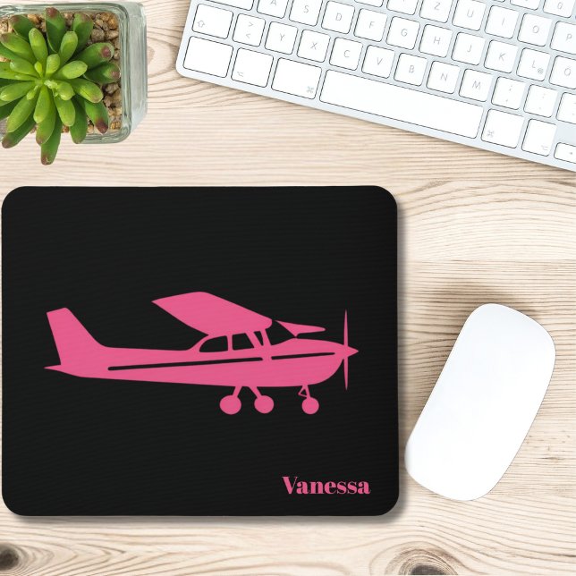 Pink Cessna Aeroplane Girly Aviation Custom Office Mouse Mat (perfect gift for her)