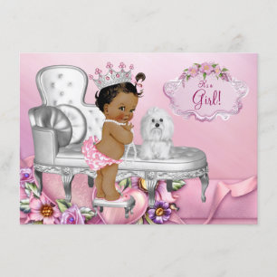 Pink Chair Ethnic Princess Baby Shower Invitation