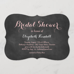 Pink Chalk Bridal Shower Invitation