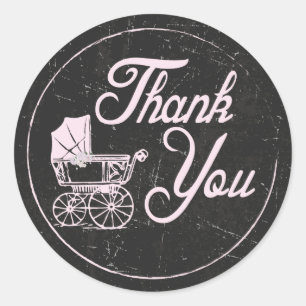 Pink Chalkboard, Baby Shower Thank You Stickers