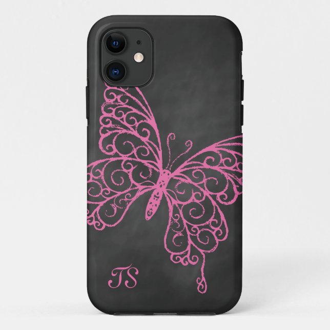 Pink Chalkboard Butterfly iPhone 5 Case-Mate ID Case-Mate iPhone Case (Back)