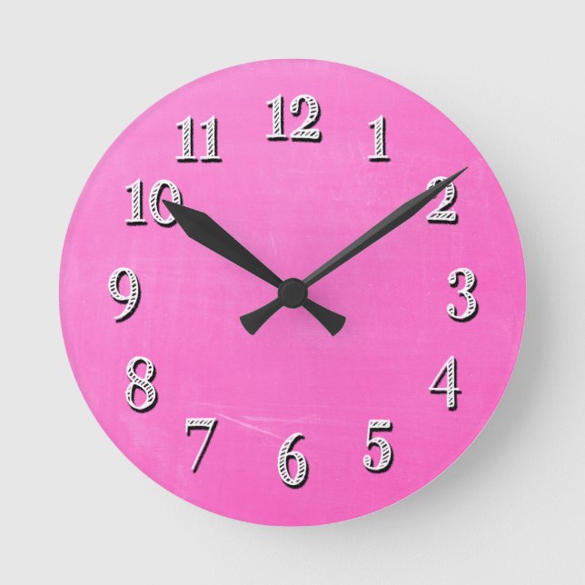 Pink Chalkboard Design Round Clock (Front)