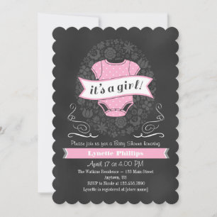 Pink Chalkboard Girl Baby Shower Invite