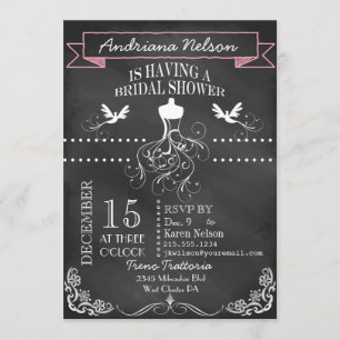 Pink Chalkboard Wedding Shower Invitation