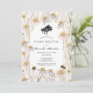 Pink Chamomiles & Bees Piano Recital Invitation