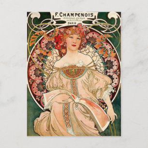 pink champagne - Art Nouveau Postcard