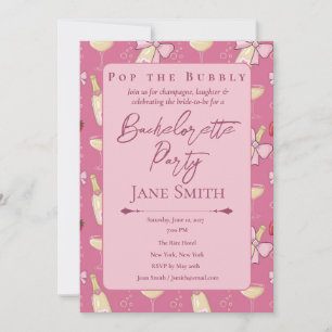 Pink Champagne Bachelorette Party Customisable Invitation