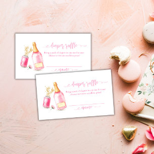 Pink Champagne Beer Diaper Raffle Baby Shower  Enclosure Card