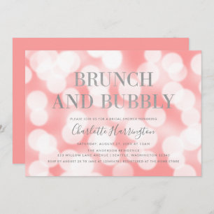 Pink Champagne Bokeh Brunch & Bubbly Bridal Shower Invitation