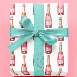 Pink Champagne Bottles Celebration  Wrapping Paper
