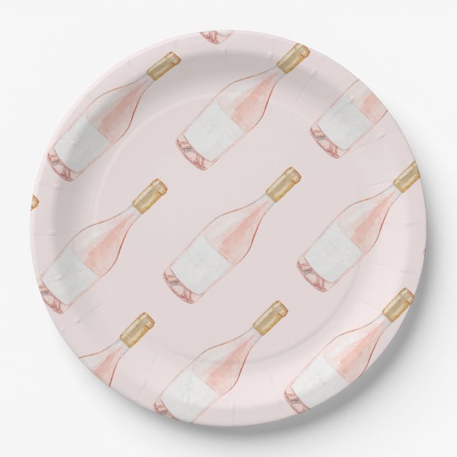 Pink Champagne Bridal Shower Bachelorette Party Paper Plate (Front)