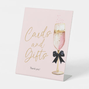 Pink Champagne Bridal Shower Cards and Gifts Pedestal Sign
