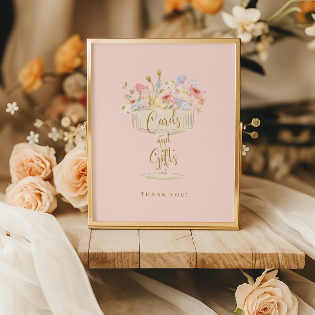 Pink Champagne Bridal Shower Cards and Gifts Sign  (Creator Uploaded)