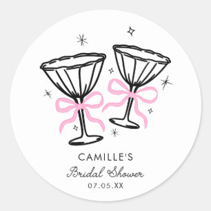 Pink Champagne Bridal Shower Classic Round Sticker